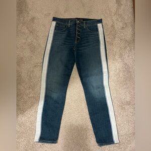 Veronica Beard Dark Blue Jeans with Light Gray Stripes